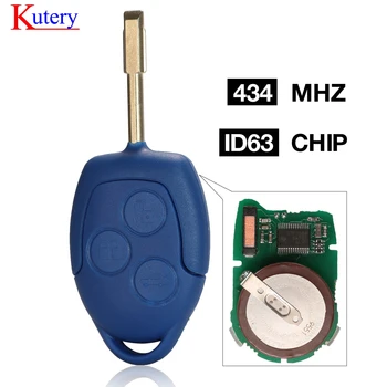 

kutery 3 Buttons Remote Car Key 434Mhz For Ford Mondeo 4D63 Chip