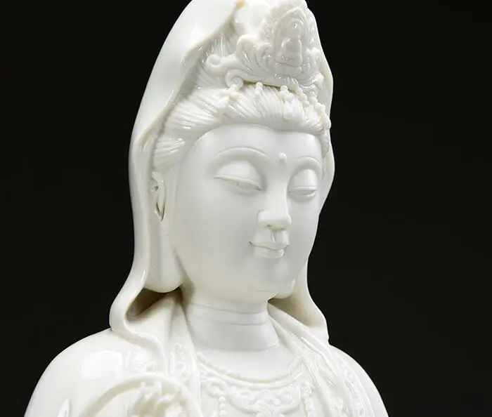 12 &quotКитай белый фарфор Dehua Seat lotus Kwan Yin Guan Goddess ваза статуя|statues goddess|statue porcelainstatue china