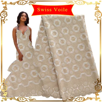 

African Swiss Voile Lace Lappa Fabrics 5 Yards Nigerian Lace Cotton French Lace Embroidery swiss voile lace in switzerland 2020