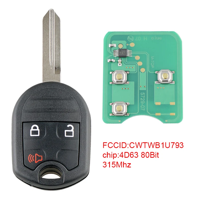 

315Mhz 3 Buttons Remote Keyless Entry Remote Key Fob Car Key 4D63 80Bits Chip M3N5WY72XX Fit for 2011 2012 2013 2014 FORD F150
