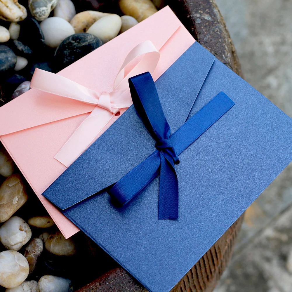 50pcs High Quality Ribbon Paper B6 & DL Size Envelope Pearl Paper DIY Wedding Business Invitation Envelopes Gift Valentine's Day
