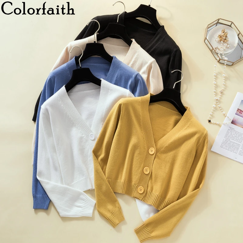 Женский трикотажный кардиган Colorfaith модный минималистичный свитер в Корейском