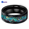 Black Tungsten Wedding Ring Multi Facet Wedding Band For Men Women With Galaxy Series Opal Inlay Flat Band Width 8MM Comfort Fit ► Photo 2/6