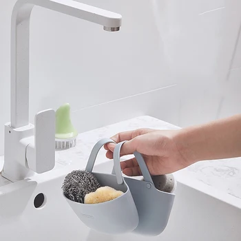 

Double-Layer Kitchen Sink Drain Bag Sponge Rack Dishwashing Sink Free Punching Storage Drain Hanging Bag Kitchen Supplies