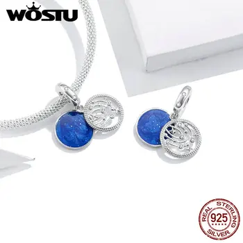 

WOSTU New 925 Sterling Silver Blue Galaxy Pendant Beads fit Original Bracelets & Necklace DIY Jewelry Bijoux Gift FNC311