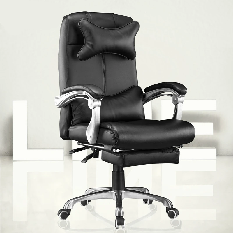 

Pu Office Boss Chair Lifted Rotated Household Computer Chair Reclining With Footrest Massage Swivel Chair Linkage Armrest