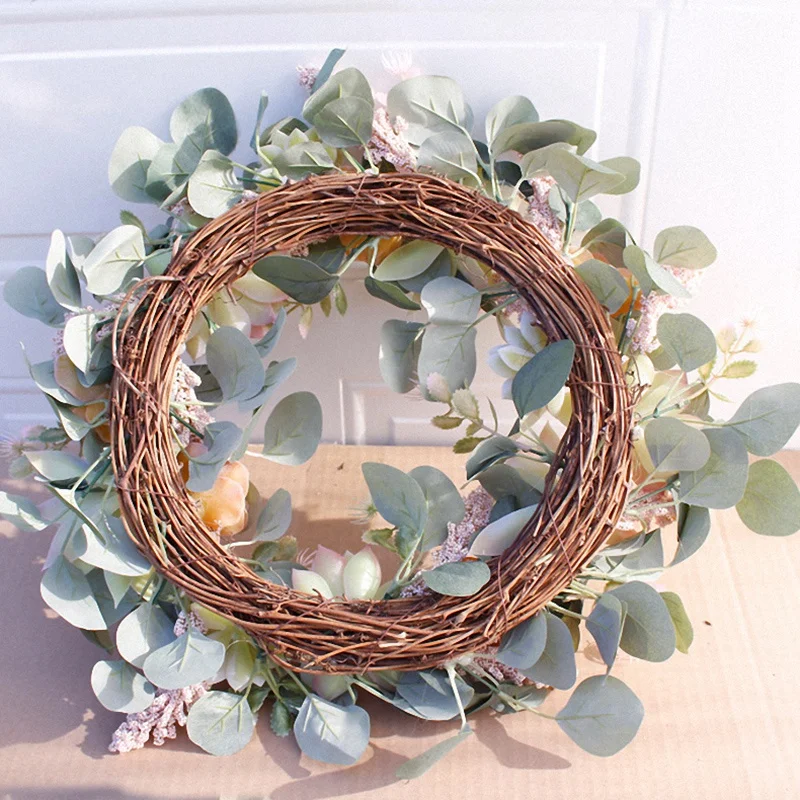 Artificial Succulent Flower Wreath Garden Hanging Wreath for Home Wall Front Door Wedding Decor