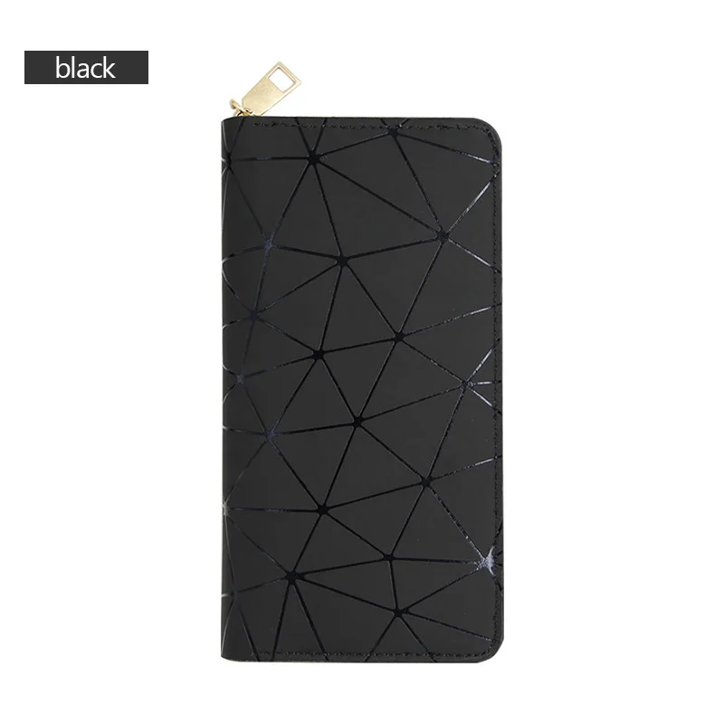 A7012black AIREEBAY голографический Женский кошелек на молнии Тонкий лазер женские кошельки серебро длинный клатч кошельки Геометрическая голограмма сумка для денег - Цвет: A7012black