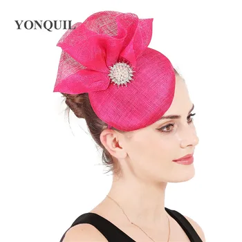 

nice millinery hats 4-Layer sinamay Women Elegant female bow fascinator Hat races Gorgeous headwear For Ladies hair accessories