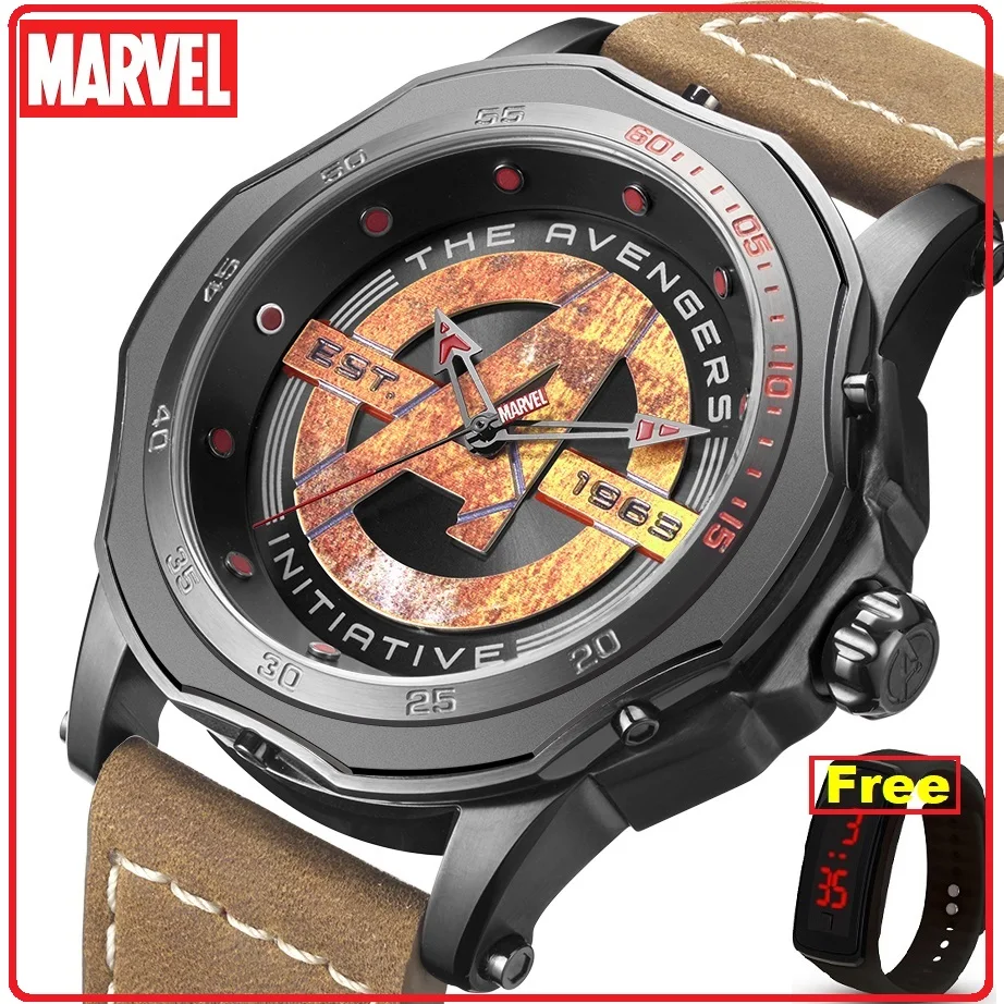 Disney Marvel официальный Мстители Мужские кварцевые часы светящиеся 50 м водонепроницаемые из нержавеющей стали роскошные часы m9104