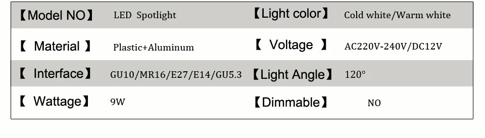 Светодиодный лампы не точечная Регулируемая подсветка GU10 E27 9W 220V MR16 12V COB Chip угол луча 60 120 градусов Светодиодный прожектор для настольной лампы