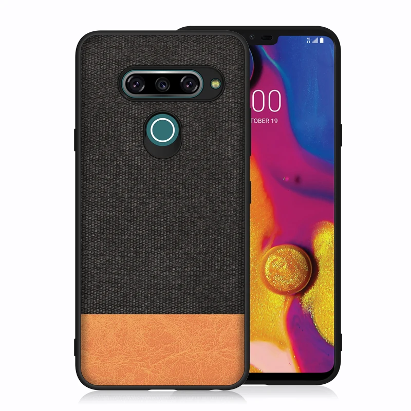 Aveuri роскошный тканевый чехол для телефона LG G8S G8 ThinQ Stylo 5 Coque Бизнес ПУ; кожа; силикон задняя крышка для LG V40 K40 чехол - Цвет: Black - Brown