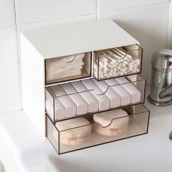 

Plastic Storage Drawer for Jewelry Hair Accessories Puff Almacenaje Maquillaje Makeup Organizer Desktop Clear Storage Box