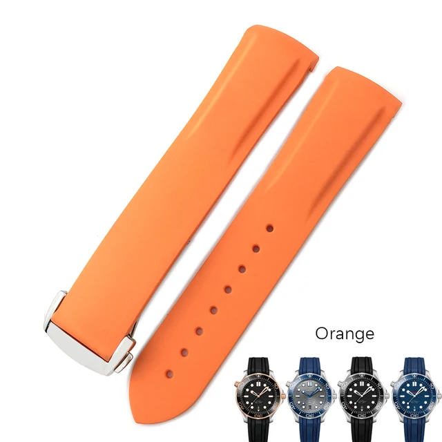 18mm 19mm 20mm 21mm 22mm Rubber Silicone Watch Bands For Omega Seamaster 300 speedmaster Strap Seiko Watchband blue black orange Orange