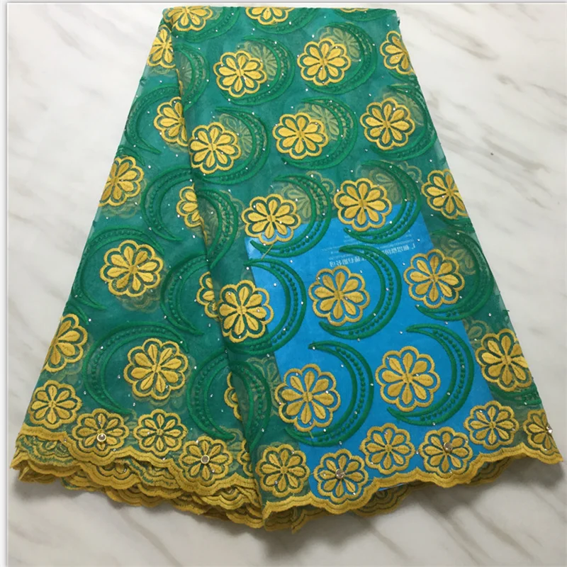 2019 зеленый + желтый Африканский гипюровый шнур кружева высокого качества вышивка