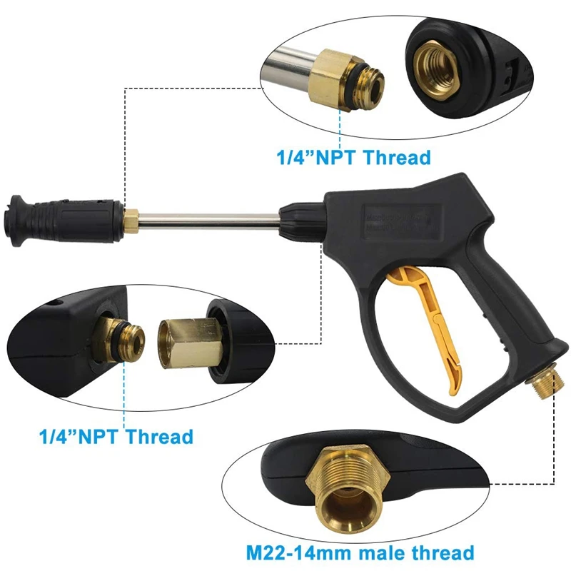 Распылитель для мойки под давлением, 5000 фунтов/кв. дюйм с регулируемым напорным наконечником и 10 сменными уплотнительными кольцами
