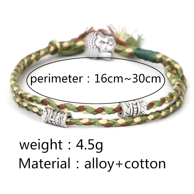 Tibetan Buddha Head Amulet Thread Woven Rope Bracelets For Women Buddha Charm Friendship Couple Pendent Bracelet Men Gift Bracelet Jewelry