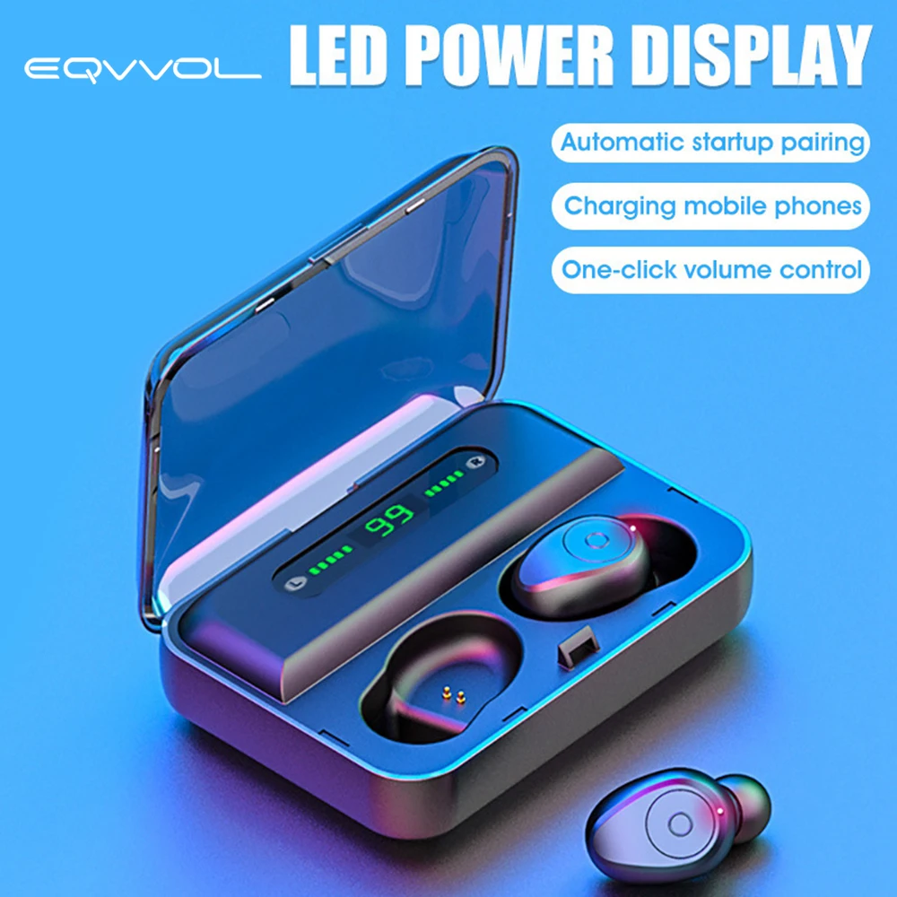 Eqvvol TWS Bluetooth 5 0 Беспроводные наушники с светодиодный дисплей зарядная коробка