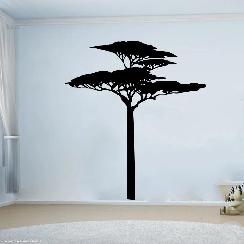 Large African Tree Wall Sticker Jugle Forest Branch Leave Tree Plant Wall Decal Kids Room Bedroom Vinyl Home Decor (3)
