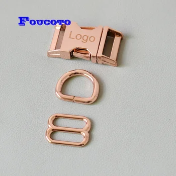

200 sets engrave logo ID name metal side release buckle slider d ring 20mm straps bag dog collar harness sewing DIY accessories