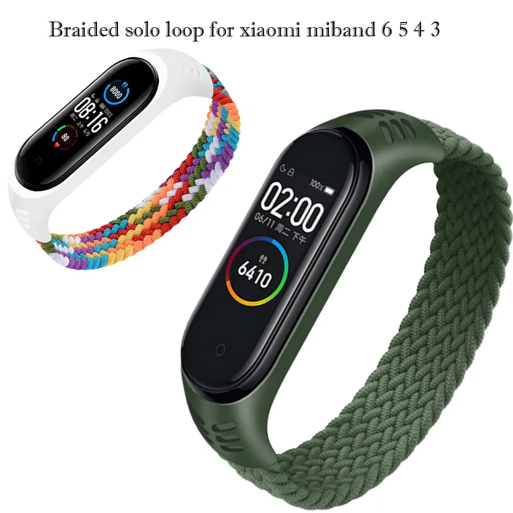 Nylon Braided Solo Loop for Xiaomi Mi band 5 6 Strap Bracelet belt Mi band 3 Miband 4 Wristband for xiaomi Mi band 7 5 watchband