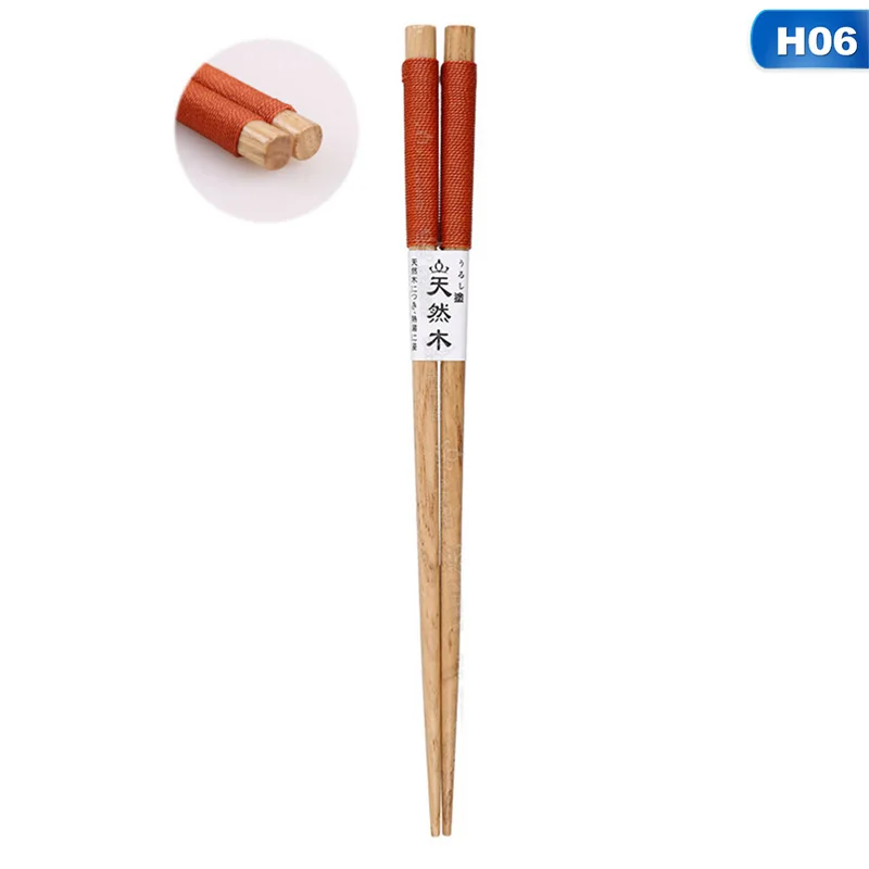 6 Ручной работы Японский Натуральный каштан деревянные палочки для еды набор ценный подарок суши китайская еда галстук линия - Цвет: 6