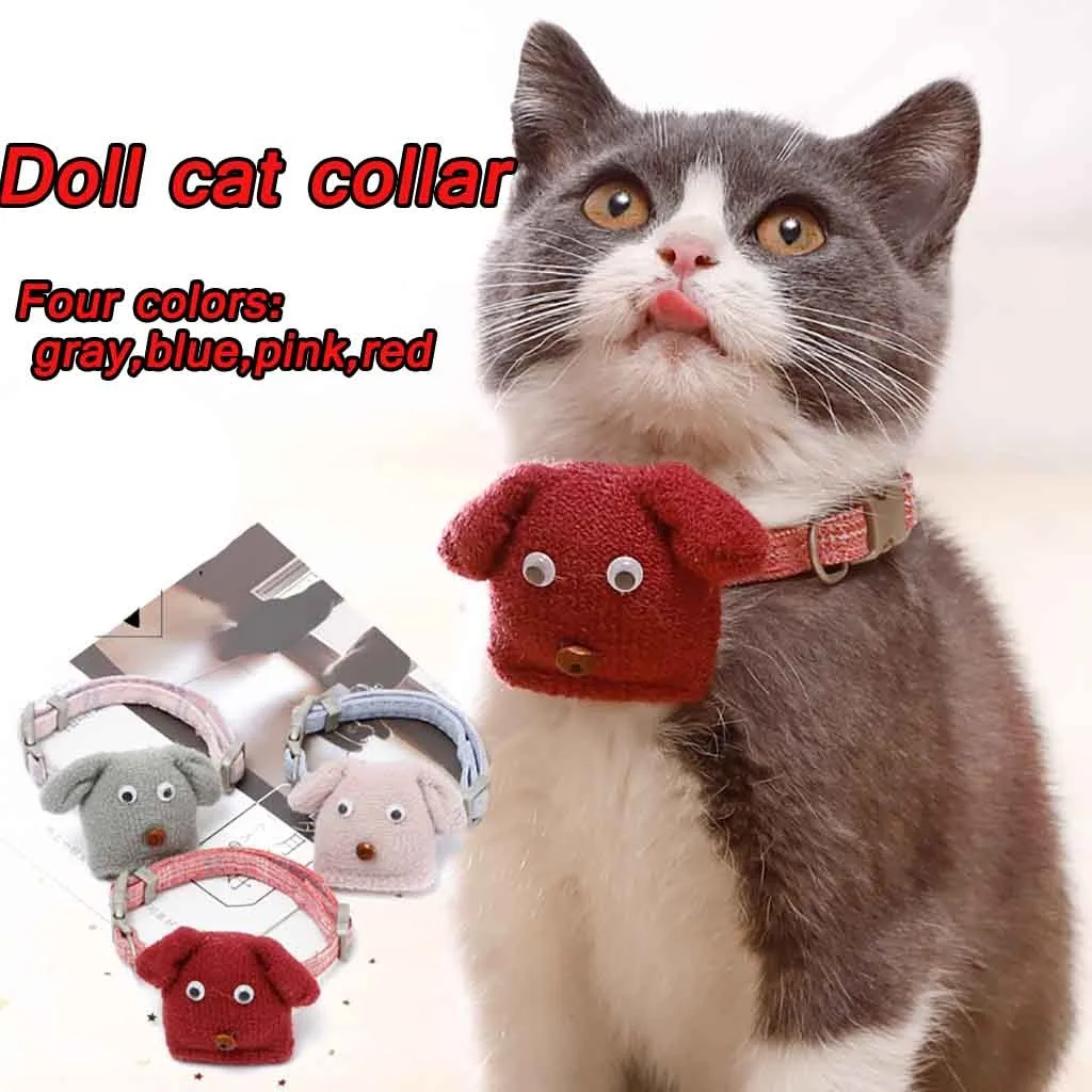 New Adjustable Small Pet cat Dog Collar Necklace Cartoon Traction Rope Accessories Cotton Neck Sleeve Cat Collar#yl25 |