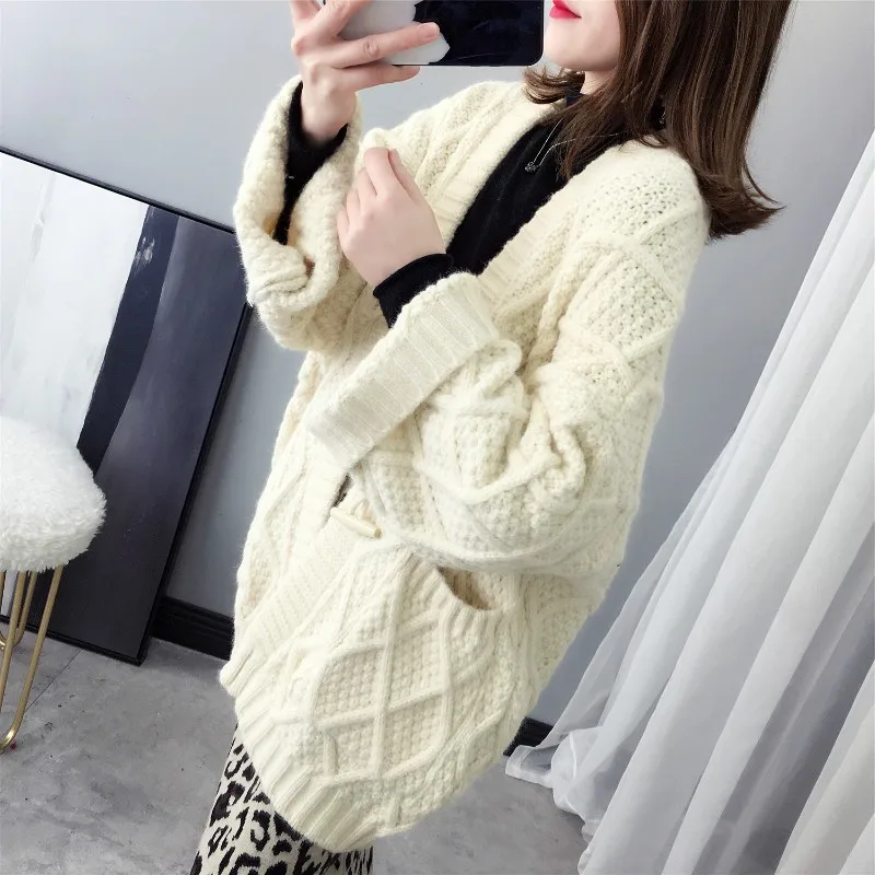 Sweater Women Cardigan Plus Size Sweater Knit Cardigan Lazy Wind Solid Color Single-breasted Loose Sweater and Cardigan-ya87 Sweater Women Cardigan Plus Size Sweater Knit Cardigan Lazy Wind Solid Color Single-breasted Loose Sweater and Cardigan-ya87