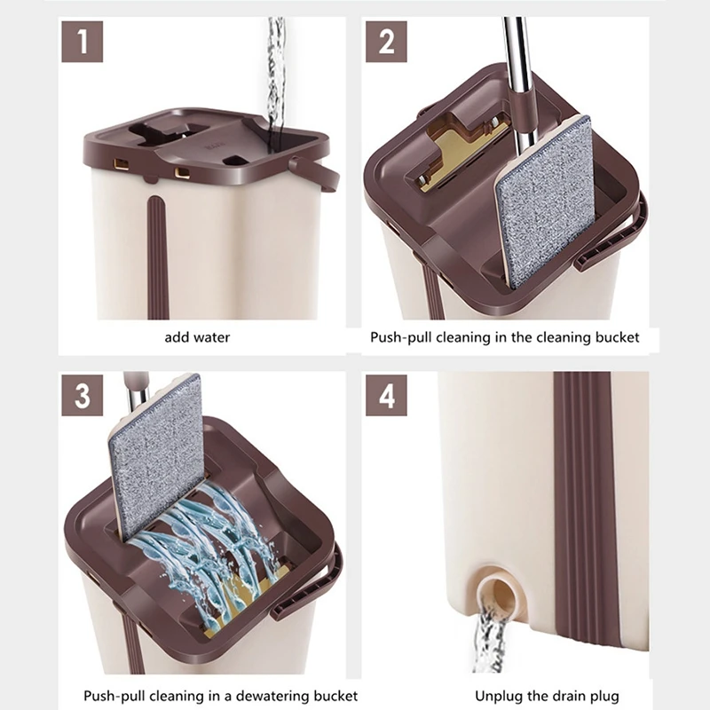 

Hot New New Hard Floor Lazy Mop Bucket Cleaner Rotating Self-Screwing Double-Sided Swab Rag