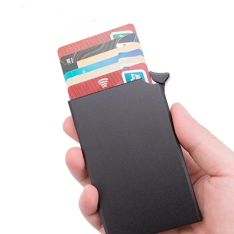 BISI GORO RFID Противоугонный кредитный держатель для карт бизнес Тонкий чехол для ID карты автоматически металлическая алюминиевая коробка банк мини ID держатель