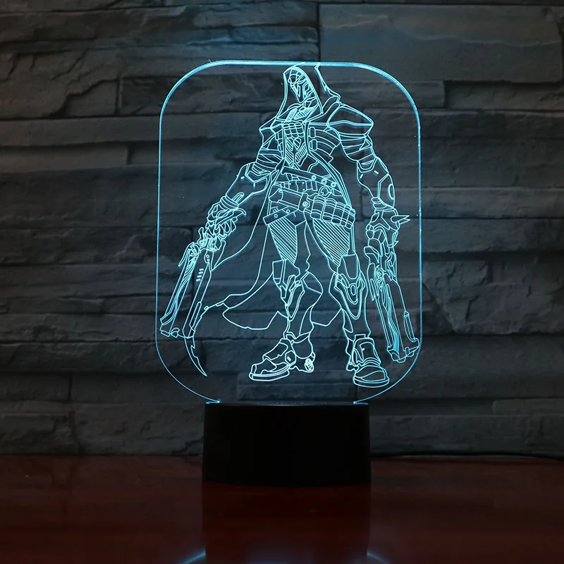 Игра Overwatch мальчик ночной Светильник RGB Изменение цвета жнец фигура спальня лампа дети ребенок подарок OW 3d светодиодный ночной Светильник Габриэль Рейес