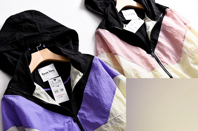 

Yn06 2019 Summer New Style WOMEN'S Dress BF-Bagging Loose-Fit Hooded Mixed Colors Casual Raincoat-Coat