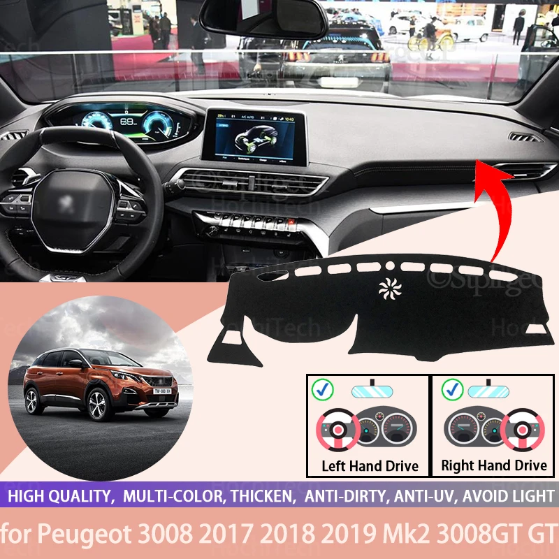 

Car Dashboard Cover Mat Sun Shade Pad Instrument Panel Carpets Anti-UV for Peugeot 3008 2017 2018 2019 Mk2 3008GT GT Accessories