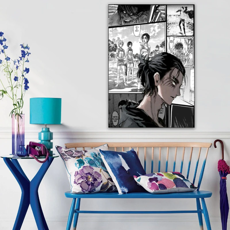 Eren Jaeger Long Hair Attack On Titan Season 4 Manga Canvas Painting Posters And Prints Pictures Home Decor Study Wall Art Painting Calligraphy Aliexpress