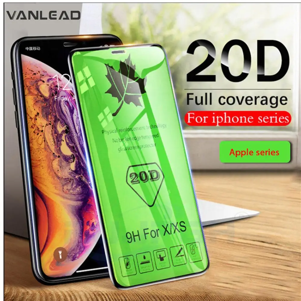 

Phone Screen Protector Tempered Glass For Iphone 6 7 6s 8 Plus XS Max X XR 20D Full Curved Screen Protector For Iphone Xs 6 7 8P