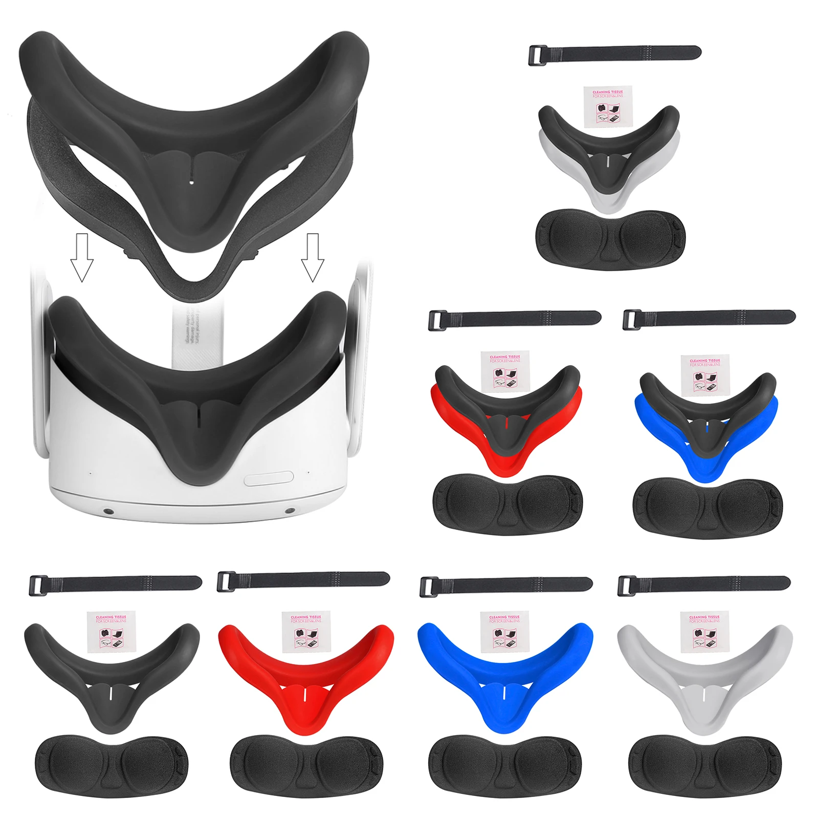 Funda de silicona duradera y cómoda para los ojos, accesorios VR para Oculus Quest 2