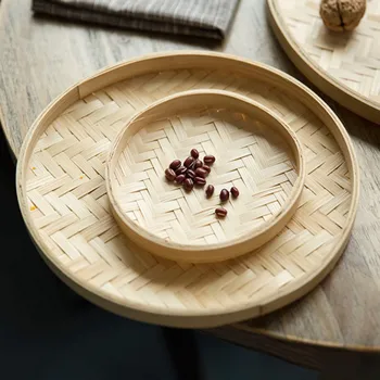 

Hand-woven Bamboo Sieve Fruit Bread Basket Storage Tray Hand-painted Bamboo Craft Decoration Drying Bamboo Pole Home Decor