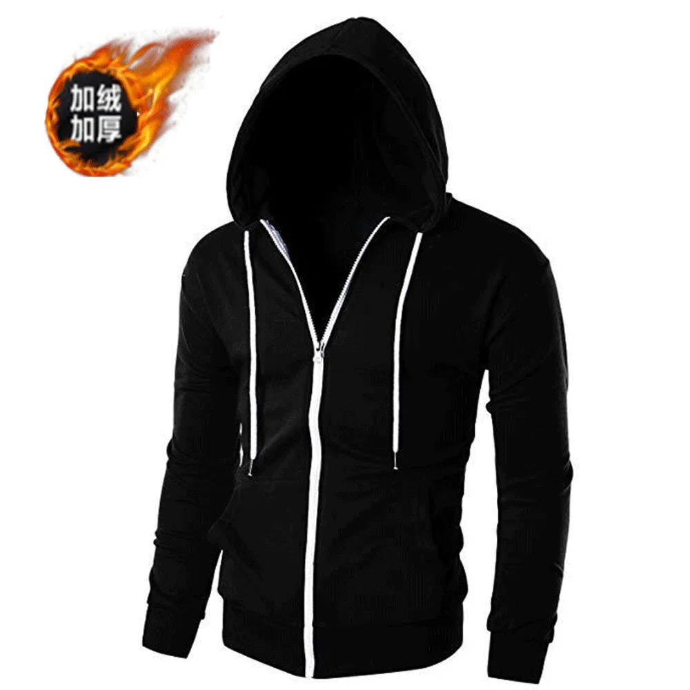 

Winter plus velvet padded hoodie warm men's sweater zipper jacket