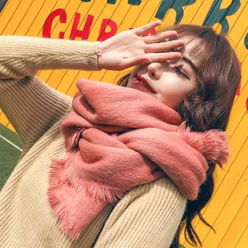 

2019 Women Autumn Winter Scarf Pashmina Cape Luxury Warm Solid Linen And Cotton Fashion Female Multi-purpose Shawl