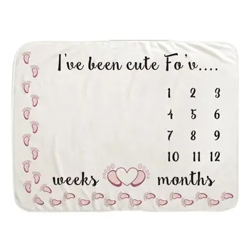 

Baby Monthly Record Growth Milestone Blanket Footprints Patten Photography Prop QX2D