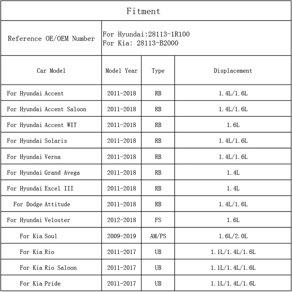 Автомобильный воздушный фильтр двигателя для Kia Rio Soul HYUNDAI ACCENT SOLARIS IV 4 Saloon VELOSTER 28113