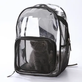 

Pet Carrier Backpack For Small Dogs And Cats Transparent Mesh Breathable Backpack Designed For Travel Hiking Walking & Outdoor