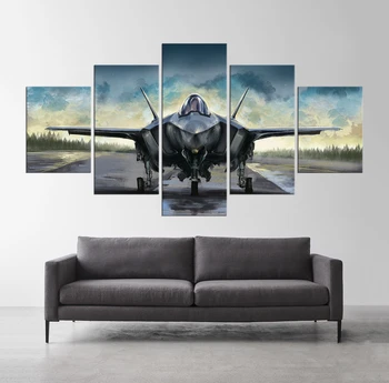 

Home Decor Modular Canvas Picture 5 Piece F-35A Lightning II Fighter Painting Art Room Poster Home Wall Canvas Painting