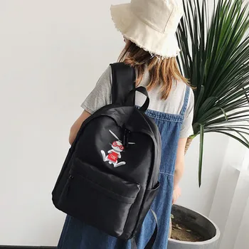 

Female Bag Student Backpack Large Capacity Simple Small Fresh Shoulder Backpacks Girl Zipper Multi Pockets Nylon Package YL5