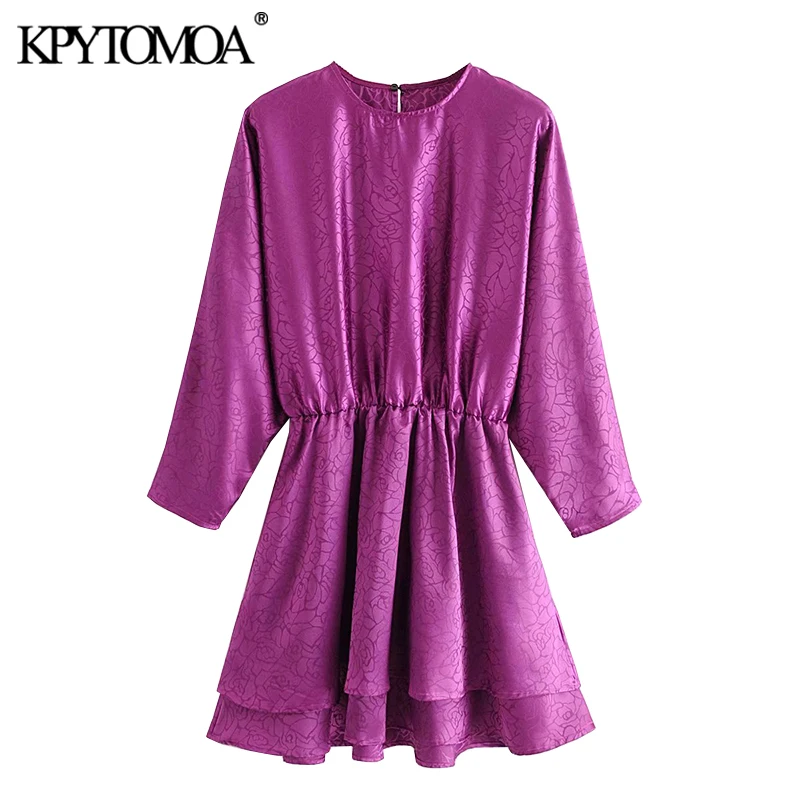 KPYTOMOA Women 2020 Chic Fashion Jacquard Ruffled Mini Dress Vintage Long Sleeve Elastic Waist Side Zipper Female Dresses Mujer KPYTOMOA Women 2020 Chic Fashion Jacquard Ruffled Mini Dress Vintage Long Sleeve Elastic Waist Side Zipper Female Dresses Mujer