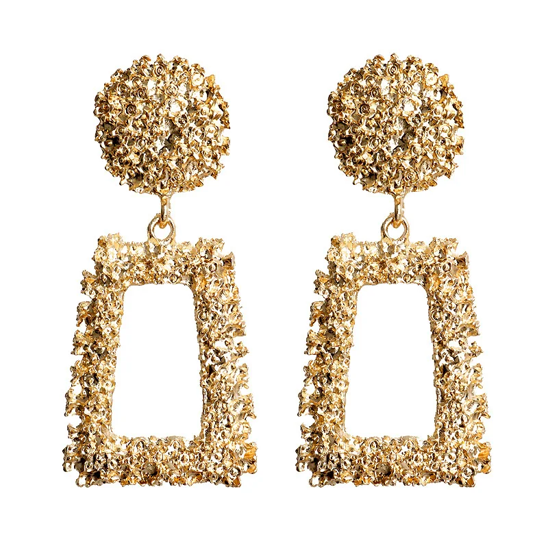 New Trendy Big Vintage Statement Earrings Geometric Metal Female Fashion Jewelry Drop for Party Women Gifts | Украшения и