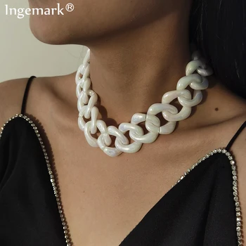 

Punk Hip Hop Acrylic Chain Necklace Bohemian Summer Plastic Clear Chain Collar Necklaces Pendants Women Jewelry Kolye Collares