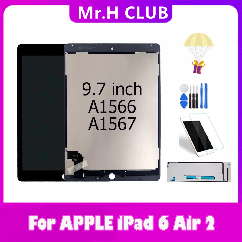 9.7" For Apple iPad 6 Air 2 LCD Display&ampTouch Screen Sensor Digitizer Panel Assembly Replacement A1567 A1566 | Компьютеры и
