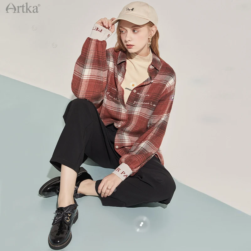artka-–-chemisier-vintage-decontracte-a-carreaux-pour-femme-chemise-ample-a-col-rabattu-et-manches-longues-vetement-d'exterieur-a-la-mode-sa20400q-nouvelle-collection-automne-2020