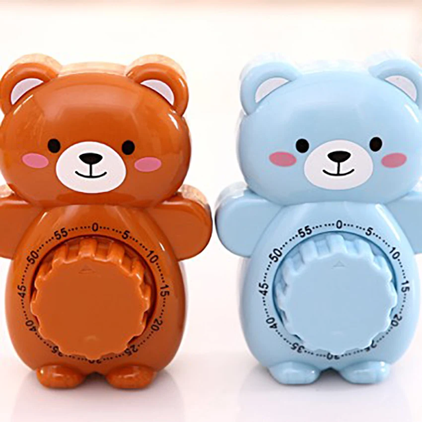 1PC fun little bear mechanical timer kitchen 55 minutes cooking machinery home decoration cute animal kitchen decoration